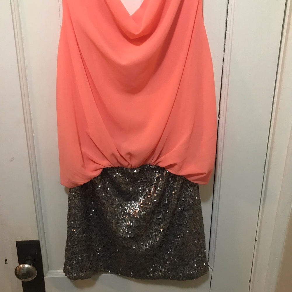 Coral & Sequin party dress